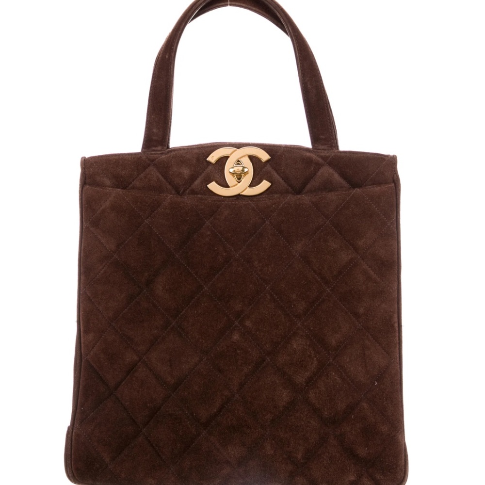 CHANEL Vintage Brown Suede CC Tote